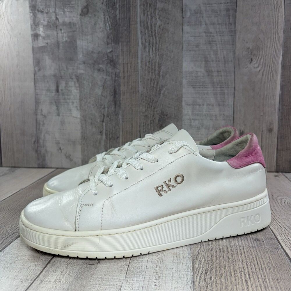 RKO Rylko Women's Size 7.5 Casual Sneakers Leather Lace Up Low Top Shoes White